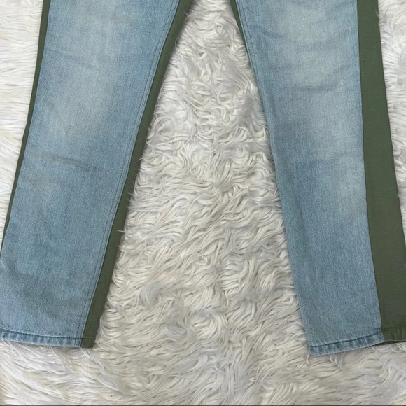 NWOT FRAME Le Beau Cargo Mixed-Media High Rise Boyfriend Jeans Canteburry 24 - Picture 3 of 13